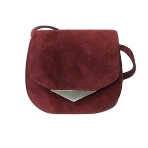 FACINE Italy Crossbody Bag 'The Mini lock' Suede Burgundy Vintage Retail $295